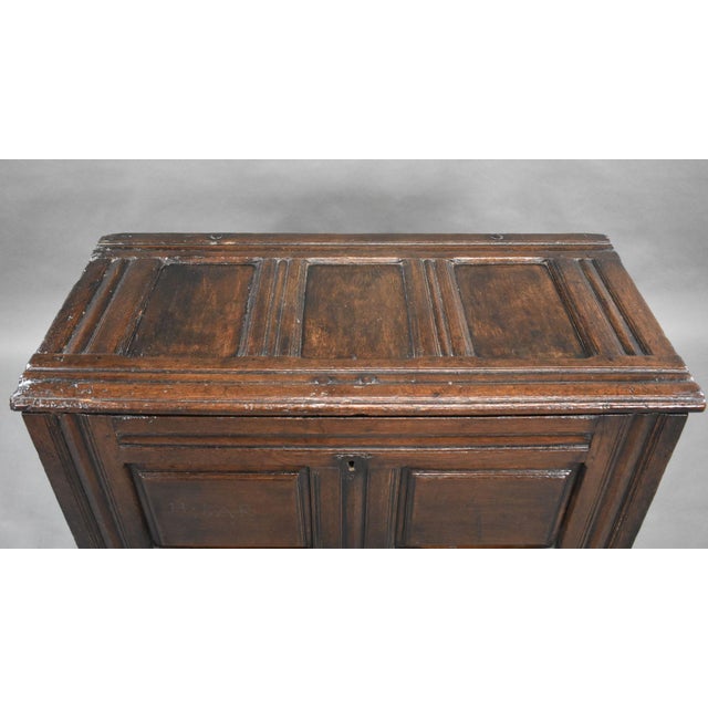 Wood Antique Oak Marriage Chest, 1650 For Sale - Image 7 of 15