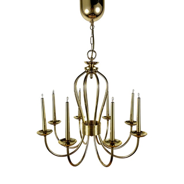 Vintage German Gold-Plated Chandelier from Sische Leuchten, 1984 For Sale
