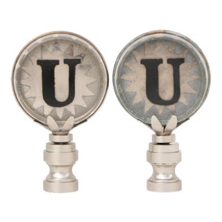 U Monogram Lamp Finials - a Pair For Sale