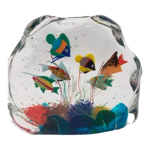 Late 20th Century Hand-Blown Murano Glass Fish Aquarium Attributed to Murano Glass