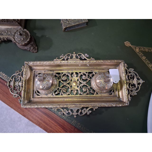 Neo-Renaissance Bronze Desk Inkwell with Openwork Decoration, 19th Century For Sale - Image 6 of 12