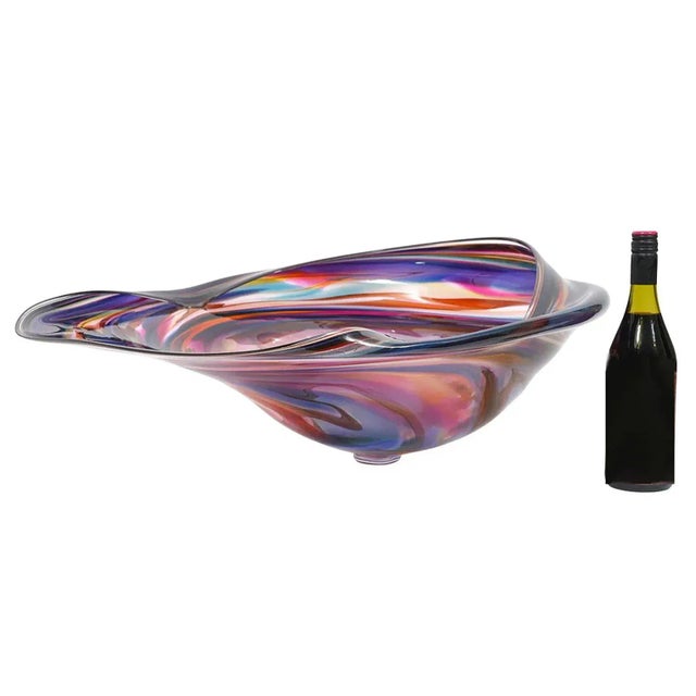 Modern Monumental David Goldhagen Blown Art Glass Centerpiece Bowl, American For Sale - Image 3 of 18