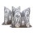 Pair of Charcoal & White Ikat Silk Pillows For Sale
