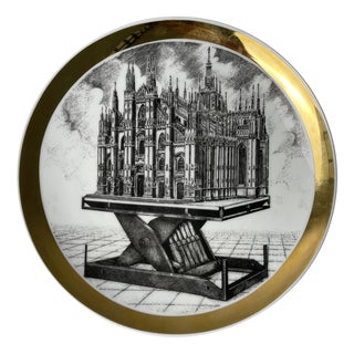Italian Decorative Porcelain Plate by Fornasetti, 1975 For Sale