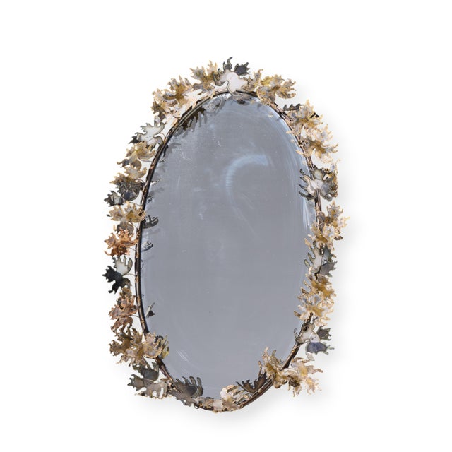 Mid-Century Modern Curtis Jere Brutalist Mid Century Leaf Mirror For Sale - Image 3 of 3