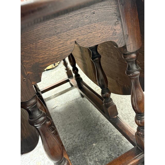 Antique Round English Gate-Leg Drop-Leaf Table For Sale - Image 11 of 12