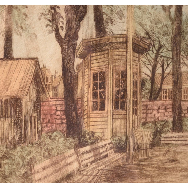 American "Children's Park" Vintage Landscape Etching, Artist's Proof For Sale - Image 3 of 8