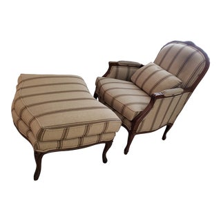 Ralph Lauren Arm Chair and Ottoman For Sale
