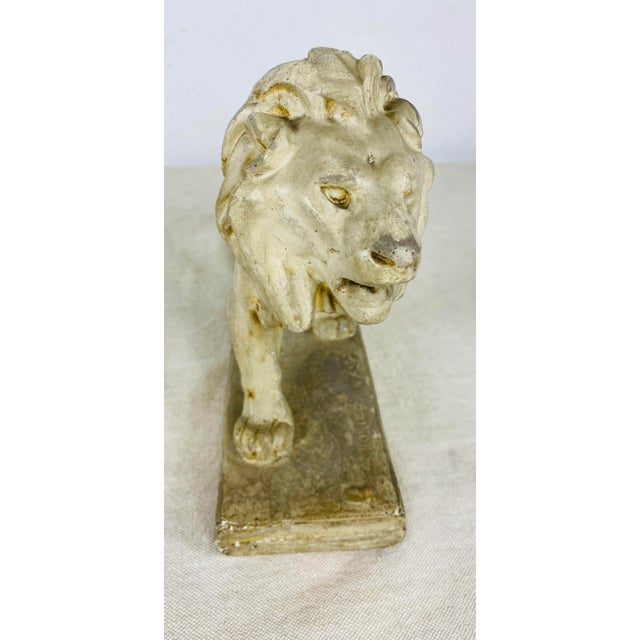 1950s Vintage Mid Century Plaster Lion Sculpture. For Sale - Image 5 of 8