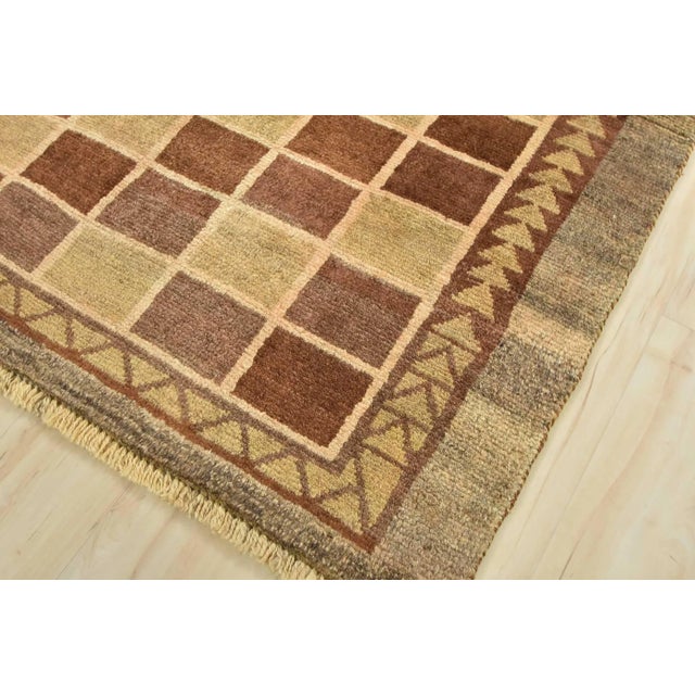Gabbeh Rug 3’3” X 5’2” Brown Wool Vintage Tribal Hand-Knotted Carpet For Sale - Image 4 of 13
