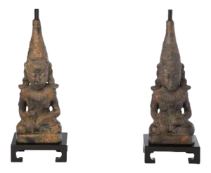 Asian Figural Lamps After James Mont - a Pair