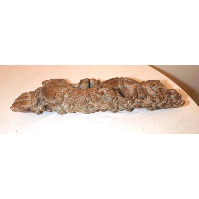 Asian Large Antique 1800's Hand Carved Asian Wood Architectural Salvage Sculpture For Sale - Image 3 of 12
