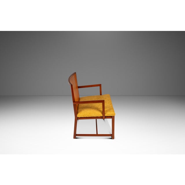 Mid-Century Modern Rare Pair of Mid-Century Modern Cane-Backed Armchairs in Walnut & Bouclé Attributed to Michael Taylor for Baker (New World Collection), Usa, C. 1960s For Sale - Image 3 of 18