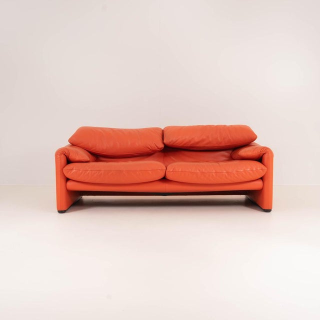 Red Maralunga 2-Seater Sofa in Leather by Vico Magistretti for Cassina For Sale - Image 8 of 8