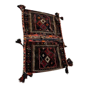 Late 20th Century Kurdish Saddle Back Traveling Rug With 2 Compartments