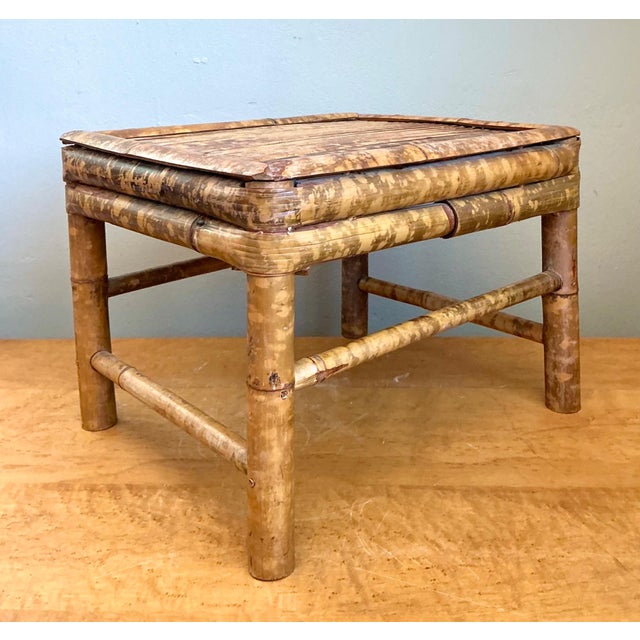 Vintage Rattan Bamboo Accent Table, Mid-Century Modern Side Table For Sale - Image 9 of 9