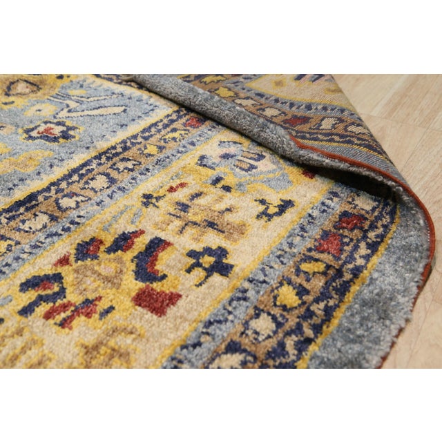 2020s 9x9 Square Azure Elegance Blue Floral Modern Handmade Mohair Oushak Carpet Rug For Sale - Image 5 of 7