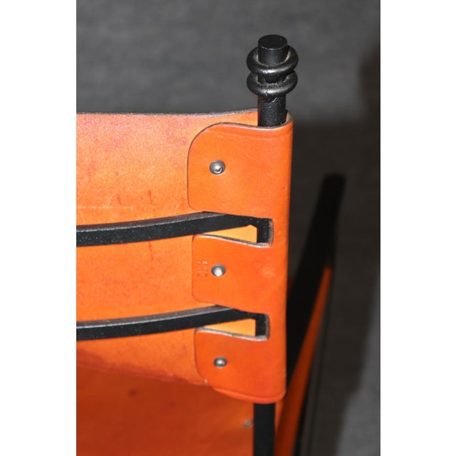 Set 4 Art Deco Style Metal and Leather Armchairs in the Manner of Jacques Adnet For Sale - Image 13 of 16