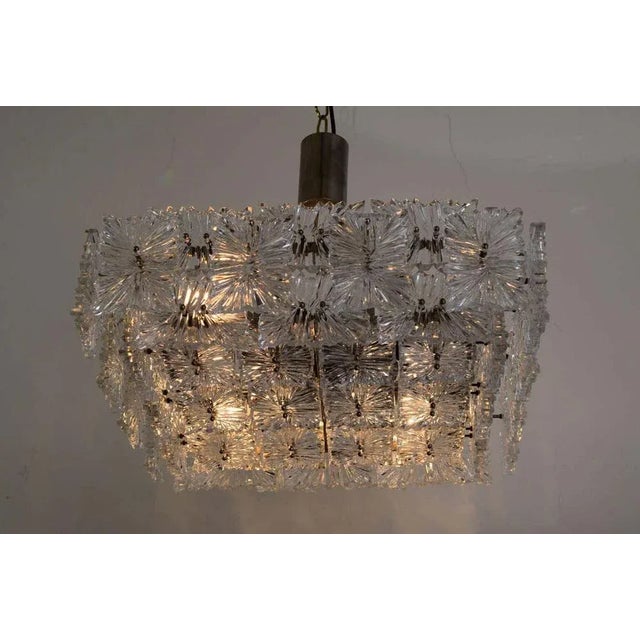 Kinkeldey Mid-Century Modern Etched Glass Chandelier by Kinkeldey For Sale - Image 4 of 8