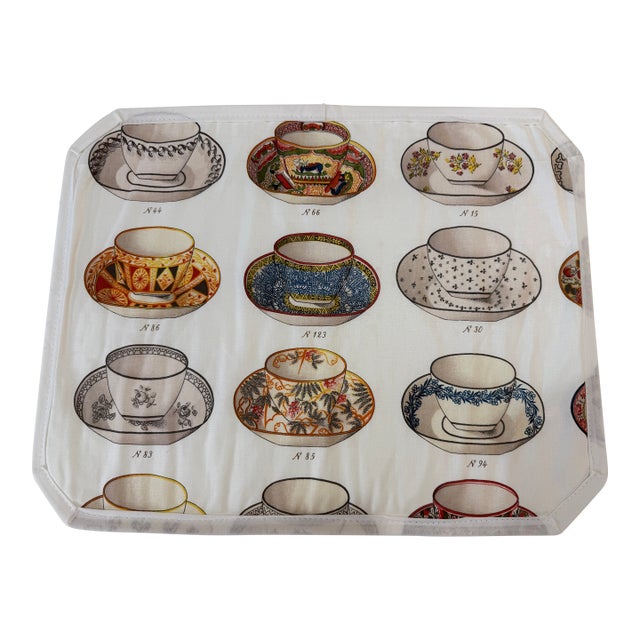 Pierre Frey Teacup Fabric "Minton Blanc" Placemats (6) For Sale