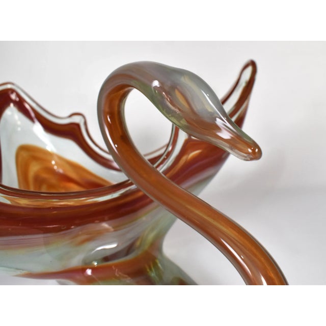 Red Mid Century Murano Style Glass Handblown Sawn Bowl For Sale - Image 8 of 10