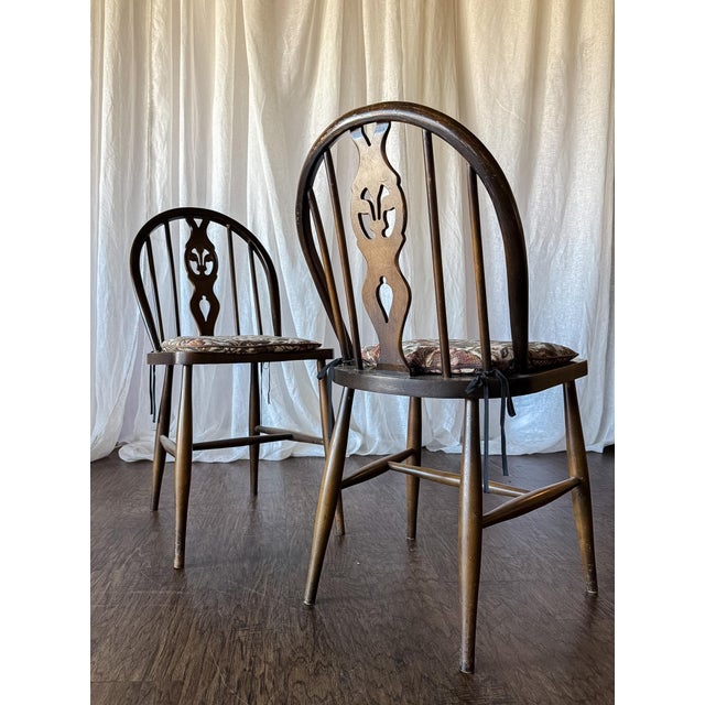 Set of Four Vintage Oval Back Dining Chairs With Floral Cushion For Sale - Image 12 of 13
