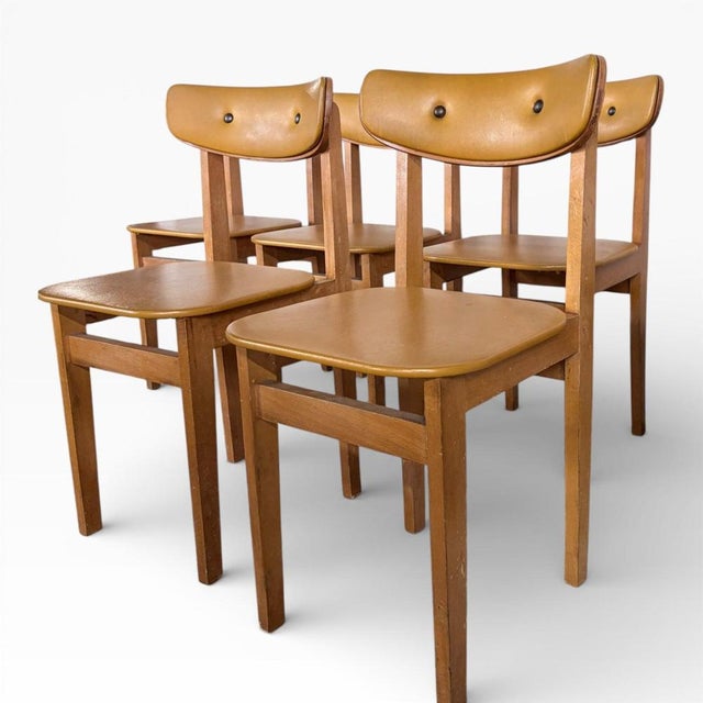 Yellow Vinyl Butterfly Back Dining Chairs, 1950s, Set of 6 For Sale - Image 4 of 7