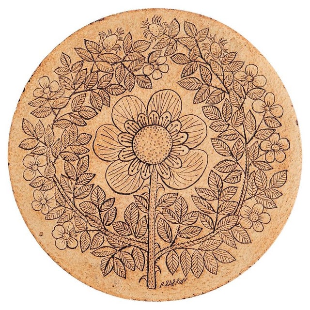 Ceramic Plaque with Flower Motive attributed to Roger Capron, France, 1970s For Sale - Image 9 of 9