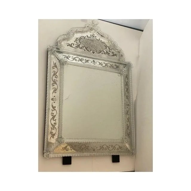 Venetian Square Floral Hand-Carved Mirror in Murano Glass by SimoEng For Sale - Image 12 of 13