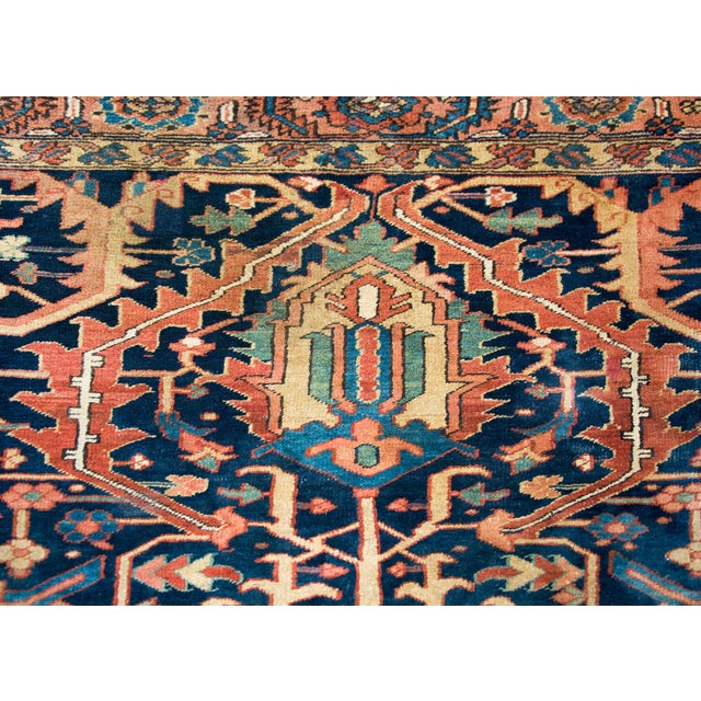 Textile Rare Early 20th Century Persian Heriz Rug For Sale - Image 7 of 12