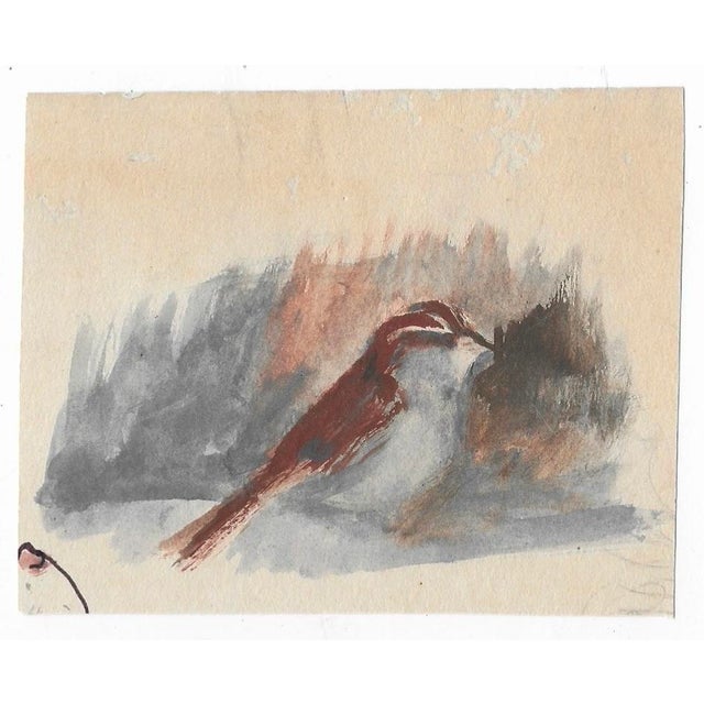 Miniature watercolor and gouache by Pennsylvania artist Helena Krause Beacham (1900 - 1994). Unsigned with estate stamp on...