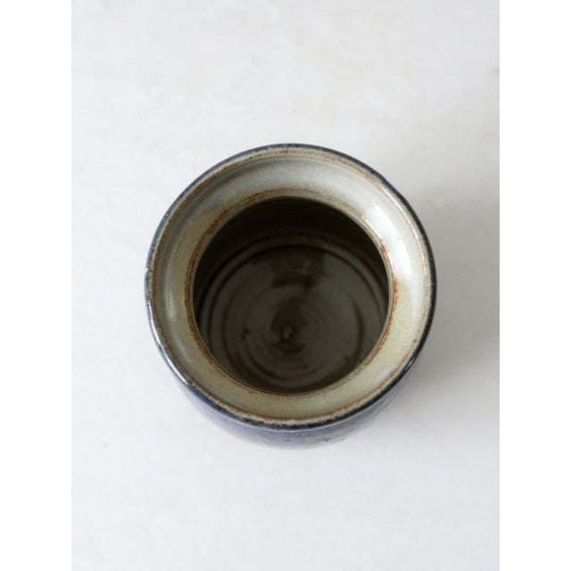 Blue Vintage Studio Pottery Vase For Sale - Image 8 of 9
