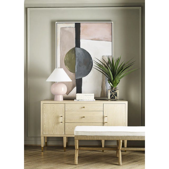 Worlds Away Matthew Izzo Home - Annie Blush Ceramic Table Lamp With White Linen Coolie Shade For Sale - Image 4 of 5