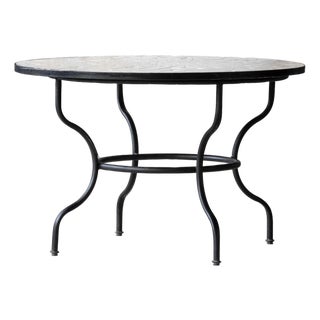 Matthew Izzo Home Zellige Vanilla Tile and Iron Base 48" Round Dining Table For Sale
