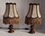 Vintage Brown Beech Table Lamps with Handmade Fabric Shades from HLI, 1980s, Set of 2, in Very Good conditions. Designed...