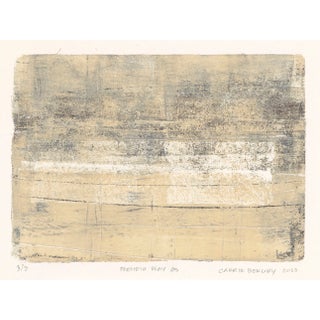 Presidio Play-03 Original Monoprint - 5*7 Abstract Landscape Almond Black Art Painting by Carrie Bergey For Sale