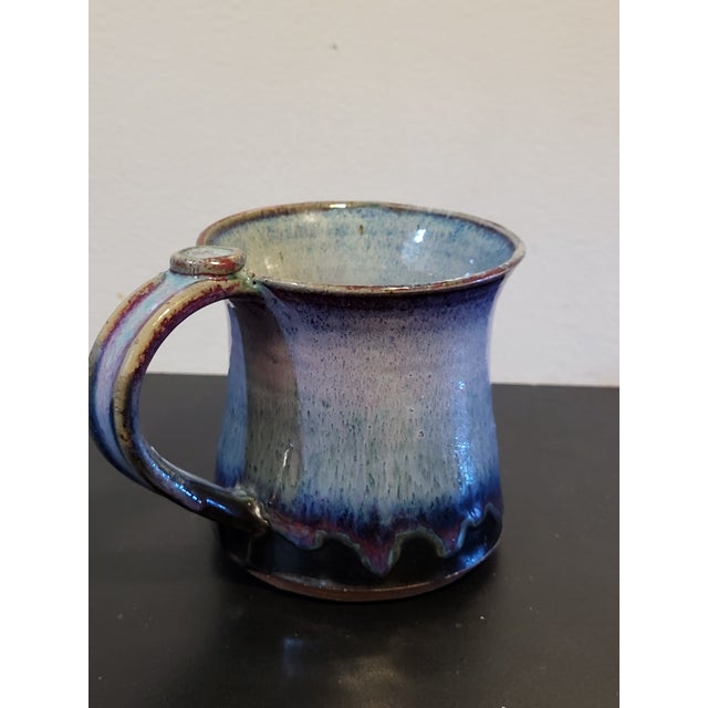 1990s Studio Pottery Mug Gradient Blue Purple For Sale - Image 4 of 14