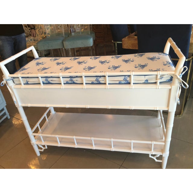 Vintage Lilly Pulitzer Boys Faux Bamboo White Lacquered Baby Changing Table For Sale - Image 9 of 12