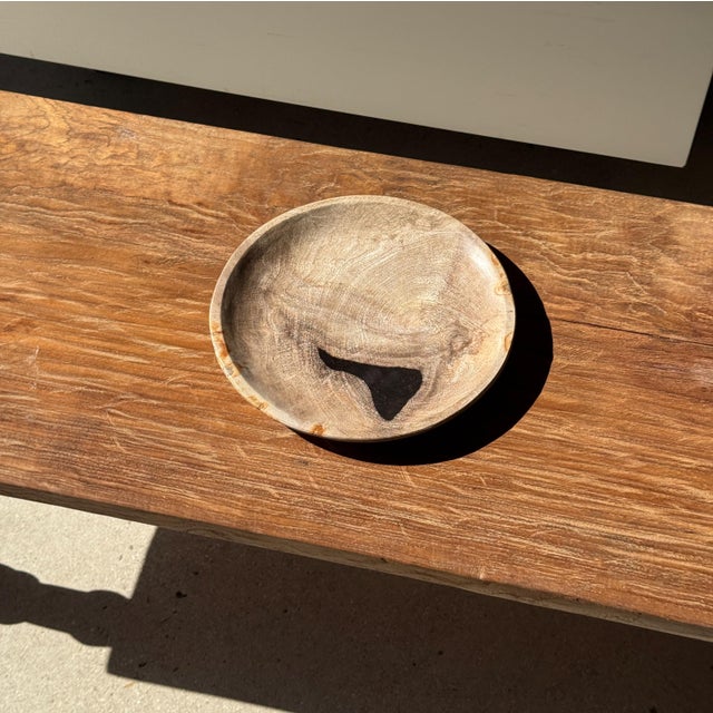 Circular Bowl in Beige Petrified Wood with Black Spots, 1980s For Sale - Image 4 of 9
