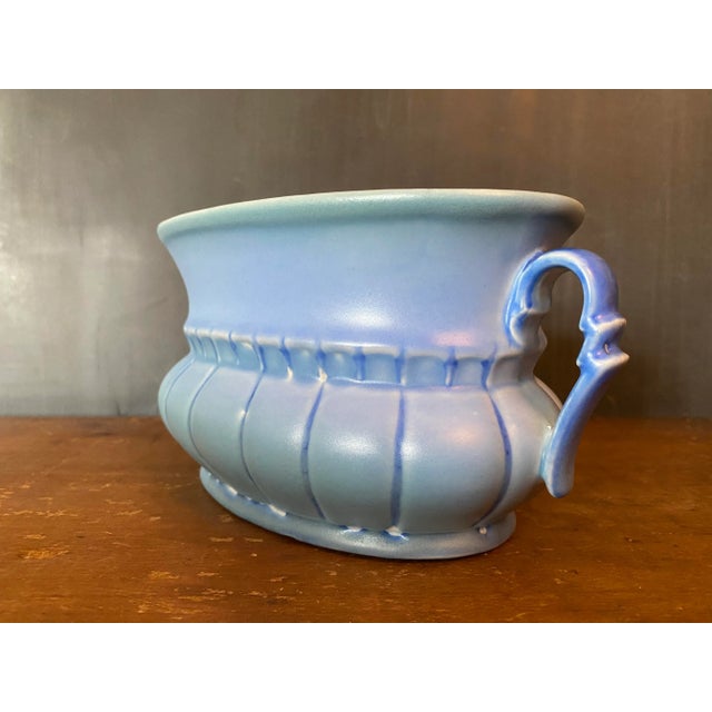 Sky Blue 1930s Art Deco Stangl Oval Artware Bowl For Sale - Image 8 of 13