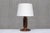 Sculptural Charles Dudouyt attributed Table Lamp in Oak and Linen, France, 1950s For Sale - Image 4 of 12