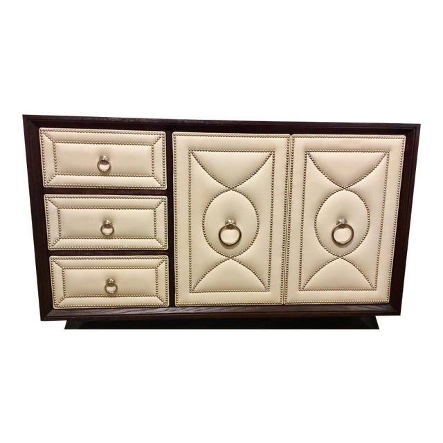 Ambella Home Modern White Leather Manhattan Dresser For Sale