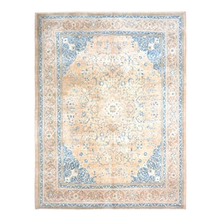 1960s Vintage Persian Handmade Wool Cotton Brown Area Rug For Sale