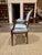 Early 19th Century Pair of Louis XVI Style Fauteuils Carved Walnut Arm Chairs Blue White Damask Floral For Sale - Image 5 of 8