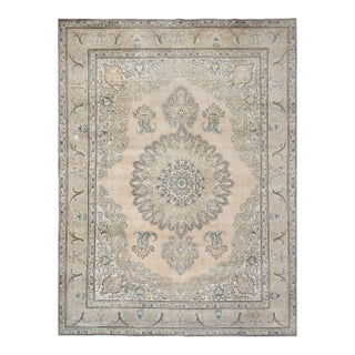 1960s Persian Handmade Wool Cotton Orange Oversized Area Rug For Sale