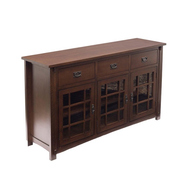 (Micheal's Cherry) Craftsman Mission Solid Oak Sideboard - 65" - Micheal Cherry For Sale - Image 14 of 18