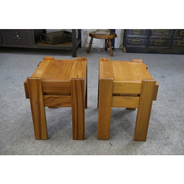 Brown Elm Bedside Tables from Maison Regain, 1970s, Set of 2 For Sale - Image 8 of 11