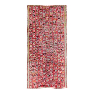 Colorful Vintage Konya Rug in Red Acid Green, Orange 4' X 8'10" For Sale