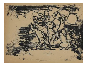 Mino Maccari, Figures, Original Drawing, Mid-20th Century