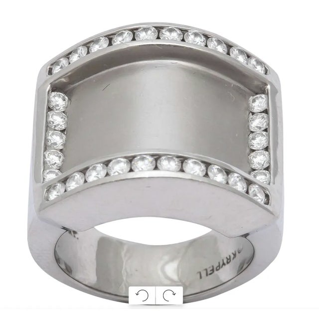 Charles Krypell Diamond & Platinum Modernist Ring W Satin & Polished Finish For Sale In New York - Image 6 of 6